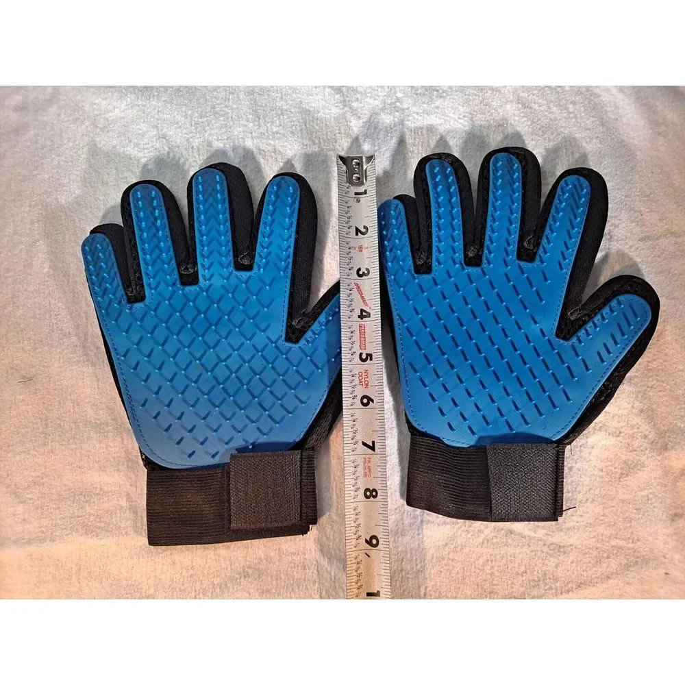 Pet Brush Glove-Set of 2 Righthand-Dog Hair‎ Remover and Cleaning gloves. Blue